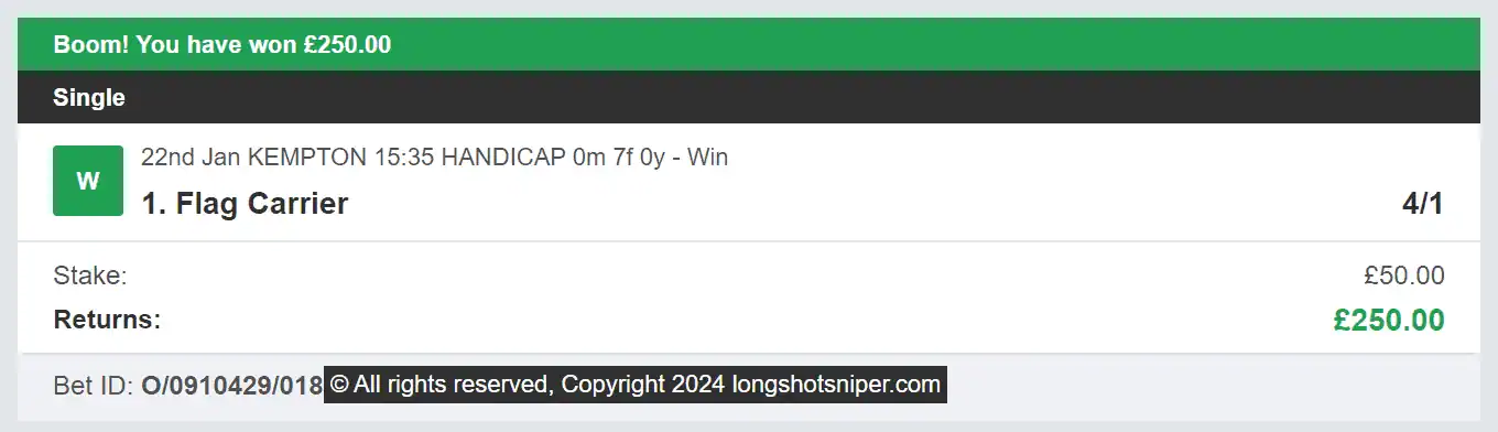 Long Shot Sniper - Winner - 2024-01-28