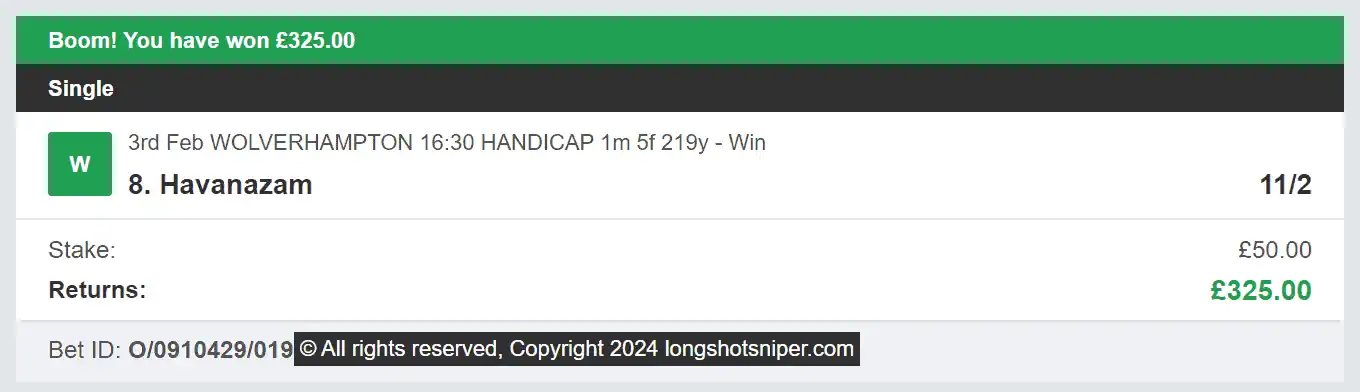 Long Shot Sniper - Winner - 2024-02-04